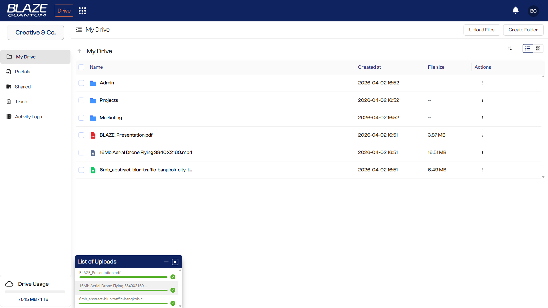 BLAZE Quantum — Secure storage