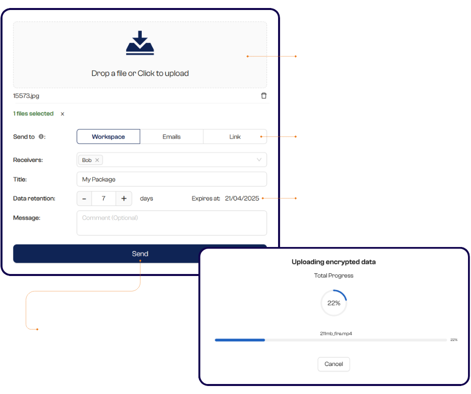BLAZEセキュアファイル転送画面